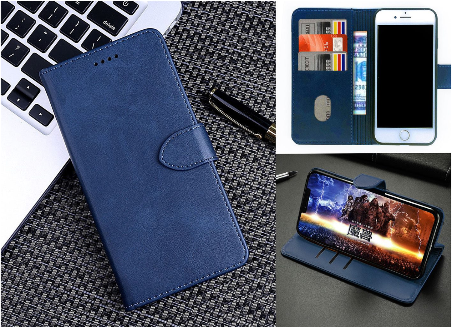 Samsung Galaxy J7 Pro Case Wallet Cover Blue