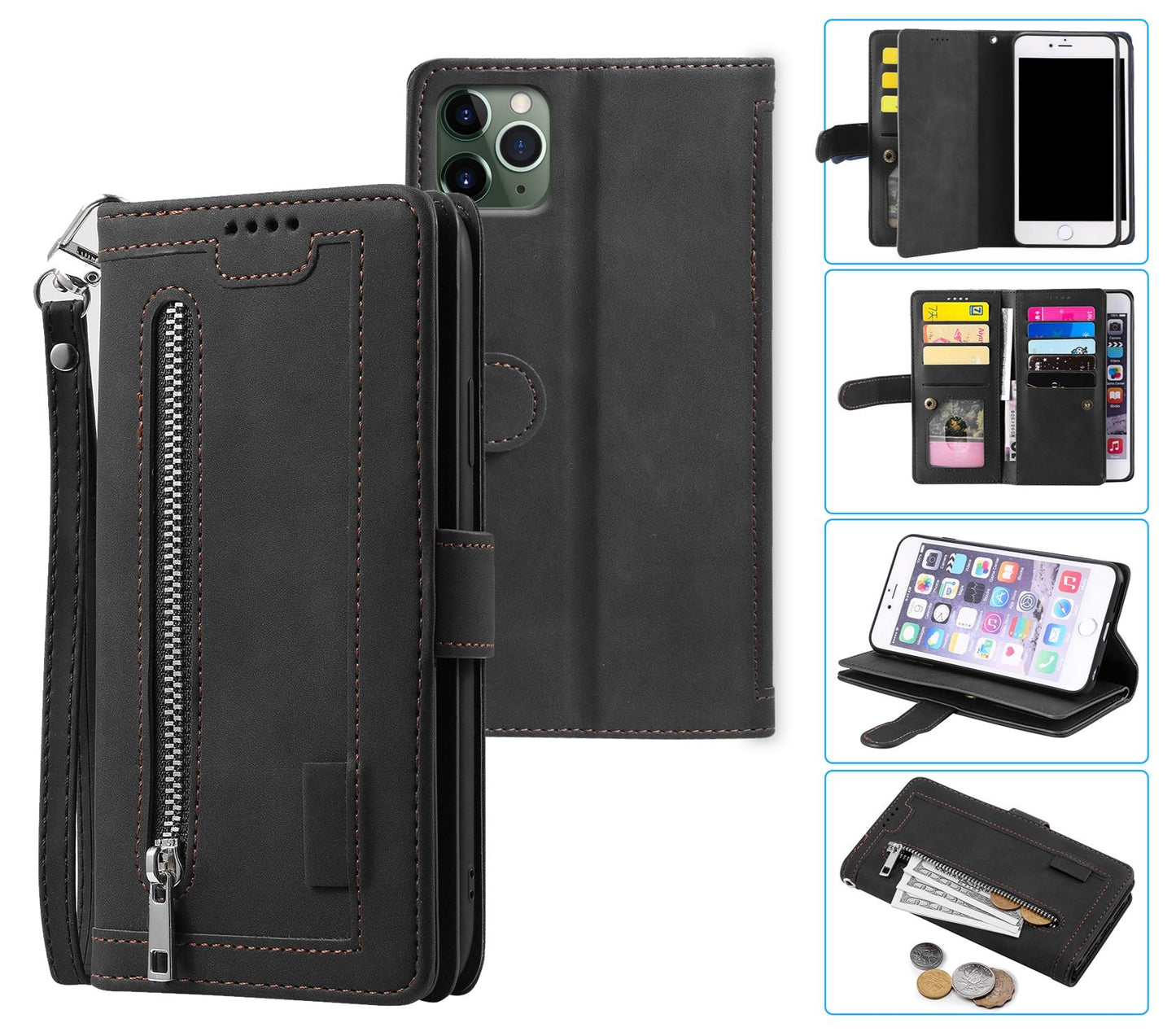 iPhone 11 Pro Max Case Wallet Cover Black