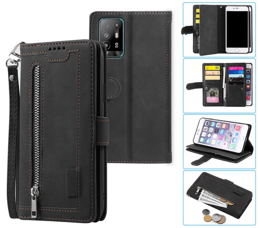 Oppo A74 Case 5G Wallet Cover Black