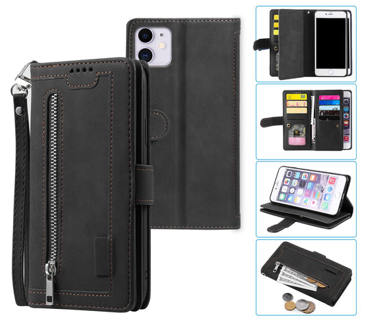iPhone 12 Case Wallet Cover Black
