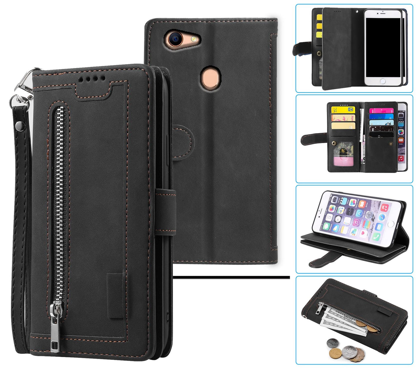 Oppo A73 Case Wallet Cover Black