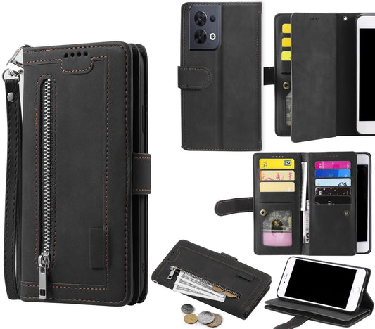 Oppo Reno 8 Case Wallet Cover Black