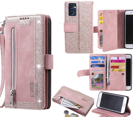 Oppo X5 Lite Case Wallet Cover Glitter Rose Gold