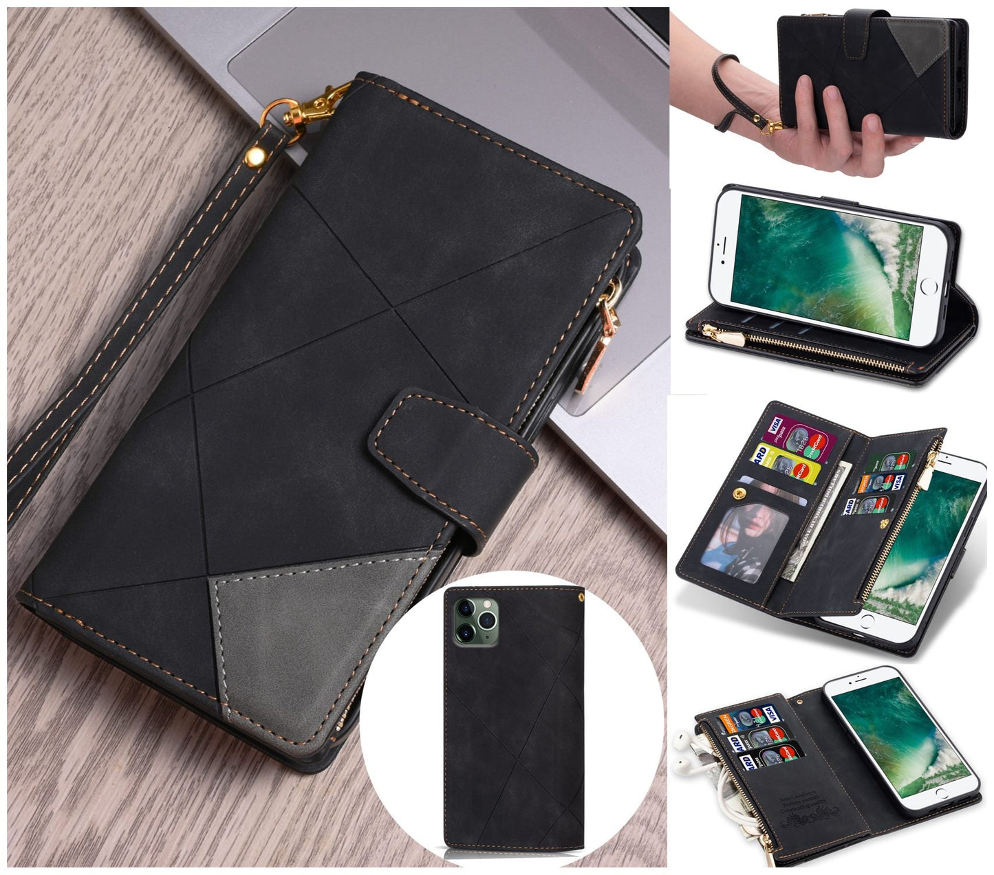 iPhone 11 Pro Max Case Wallet Cover Black