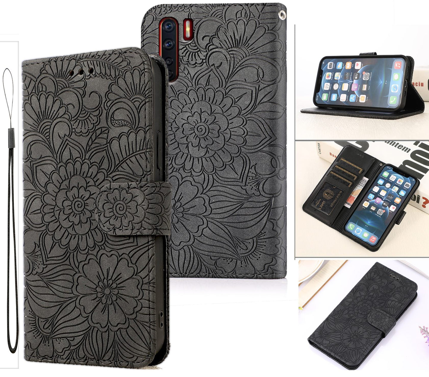 Oppo A91 Case Wallet Cover Gray