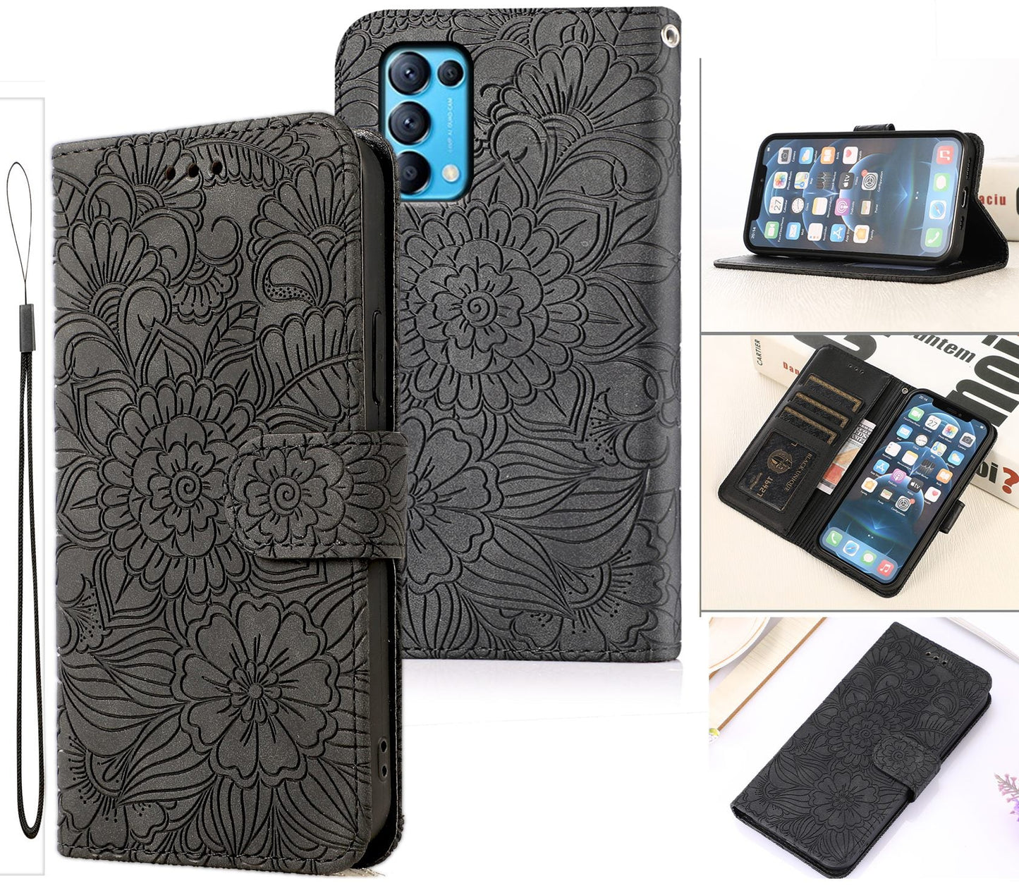 Oppo Find X3 Lite Case Wallet Cover Gray