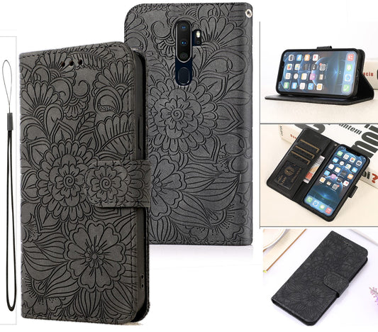 Oppo A9 Case Wallet Cover Gray