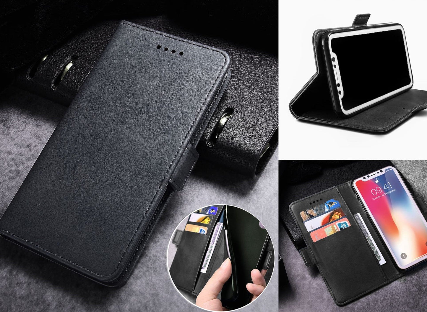 Oppo A16S Case Wallet Cover Black