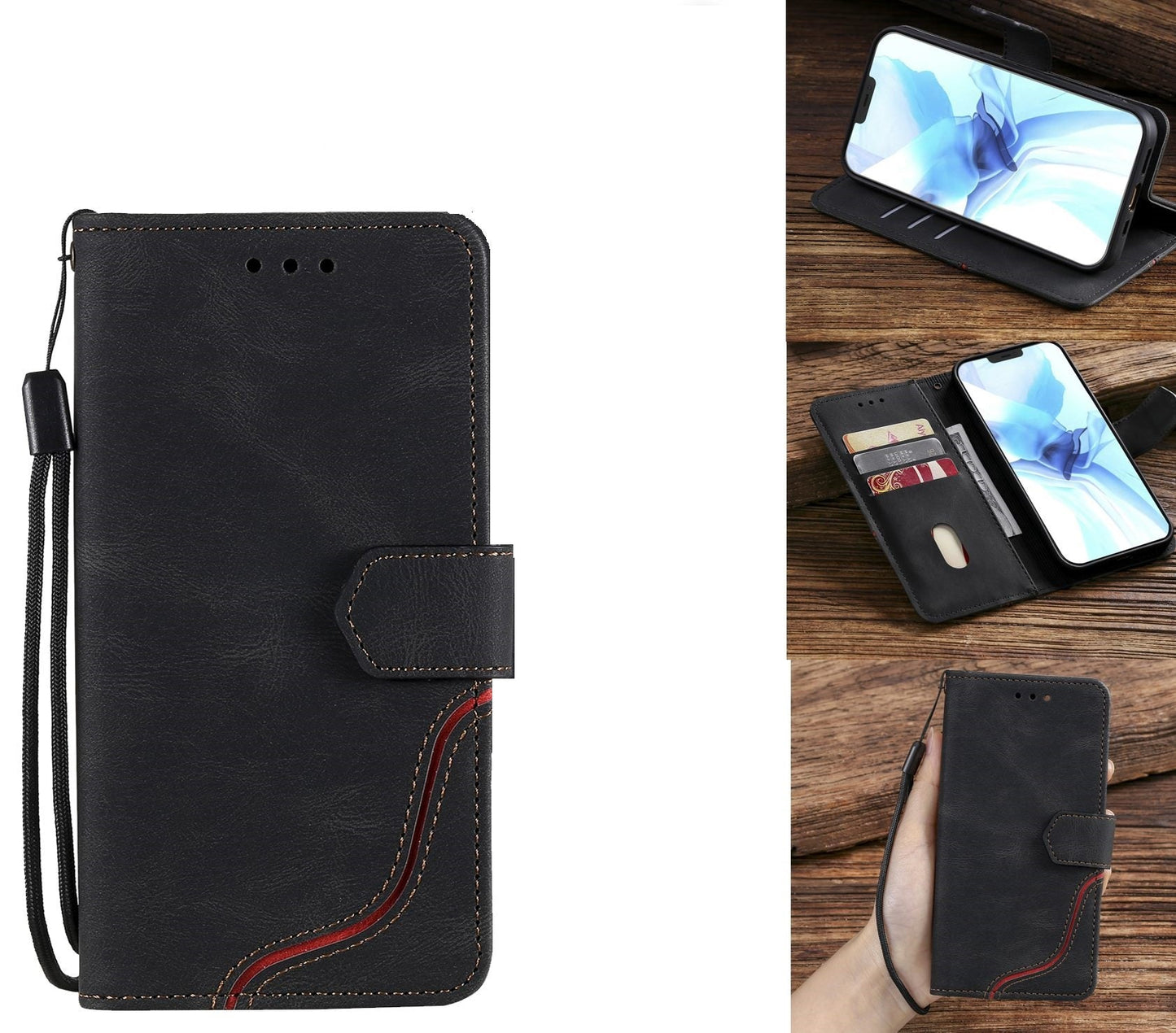 Oppo A57 Case Wallet Cover Black