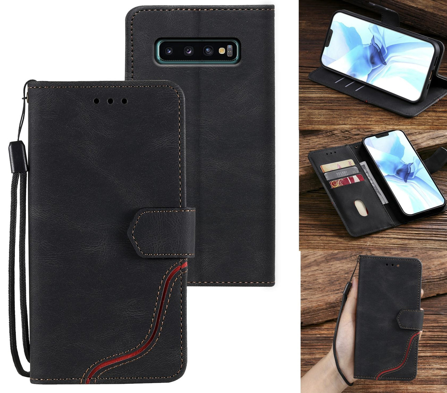 Samsung Galaxy S10 Case Wallet Cover Black