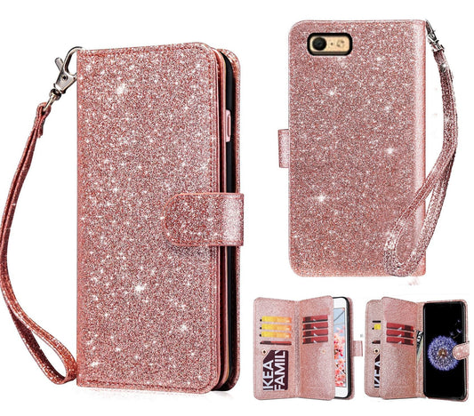 Oppo A57 Case Wallet Cover Glitter Rose Gold