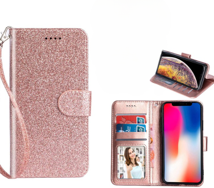 Oppo A16S Case Wallet Cover Glitter Rose Gold