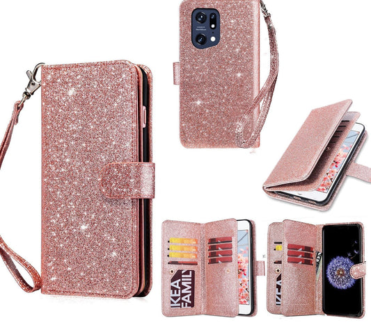 Oppo X5 Case Wallet Cover Glitter Rose Gold