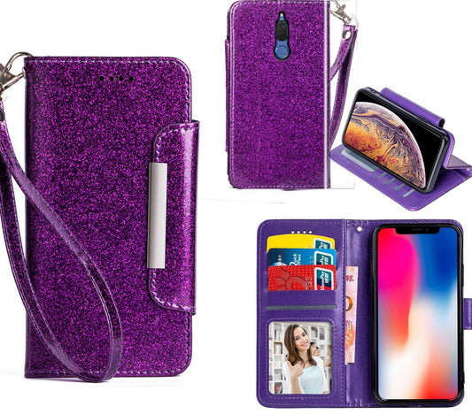 Huawei Nova 2i Case Wallet Cover Glitter Purple