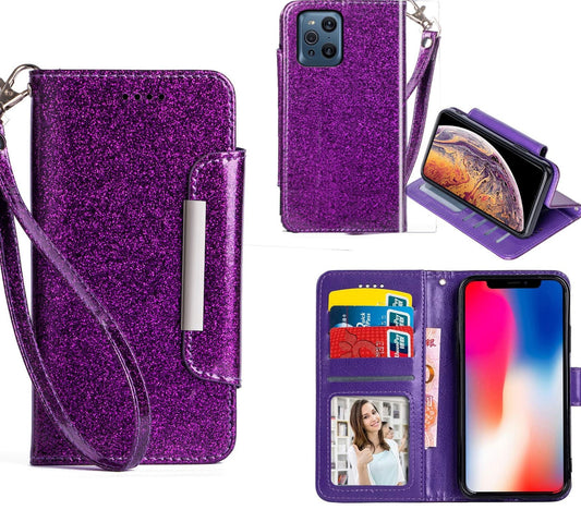 Oppo Find X3 Pro Case Wallet Cover Glitter Purple