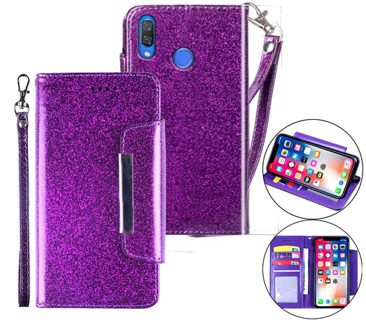Huawei Nova 3i Case Wallet Cover Glitter Purple
