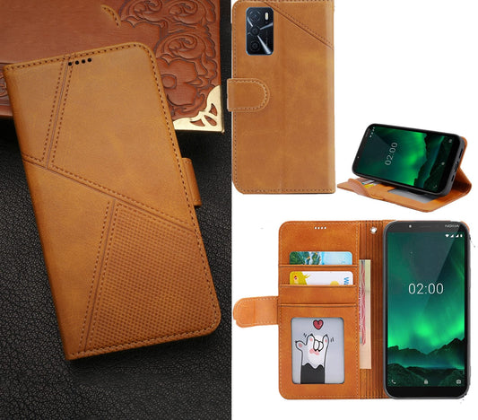 Oppo A16 Case Wallet Cover Orange Yellow