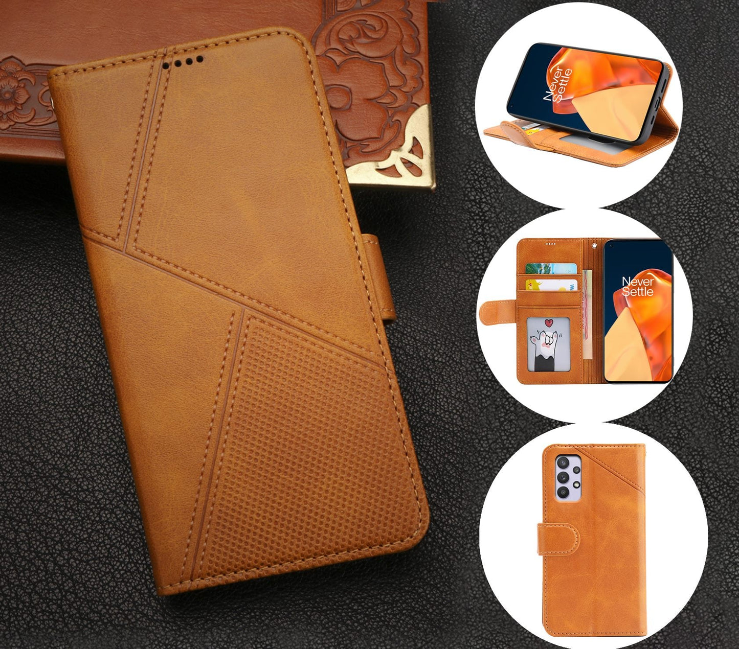 Samsung Galaxy A32 Case 5G Wallet Cover Orange Yellow