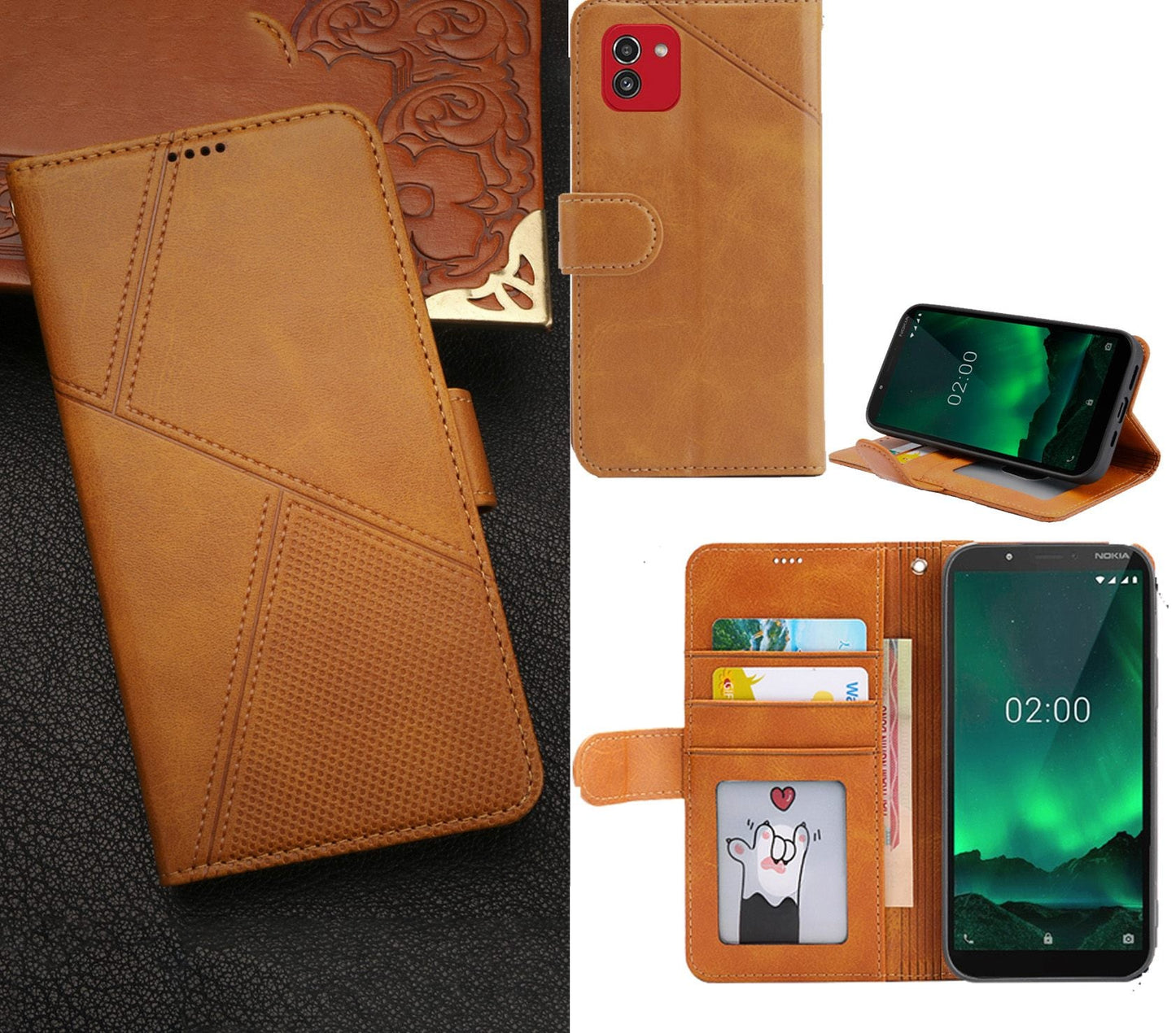 Samsung Galaxy A03 Case Wallet Cover Orange Yellow