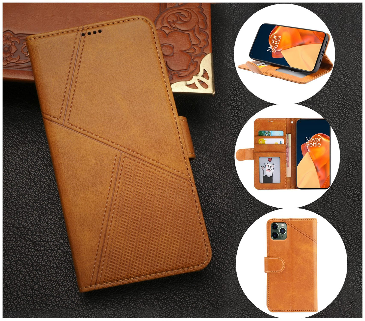 iPhone 11 Pro Max Case Wallet Cover Orange Yellow