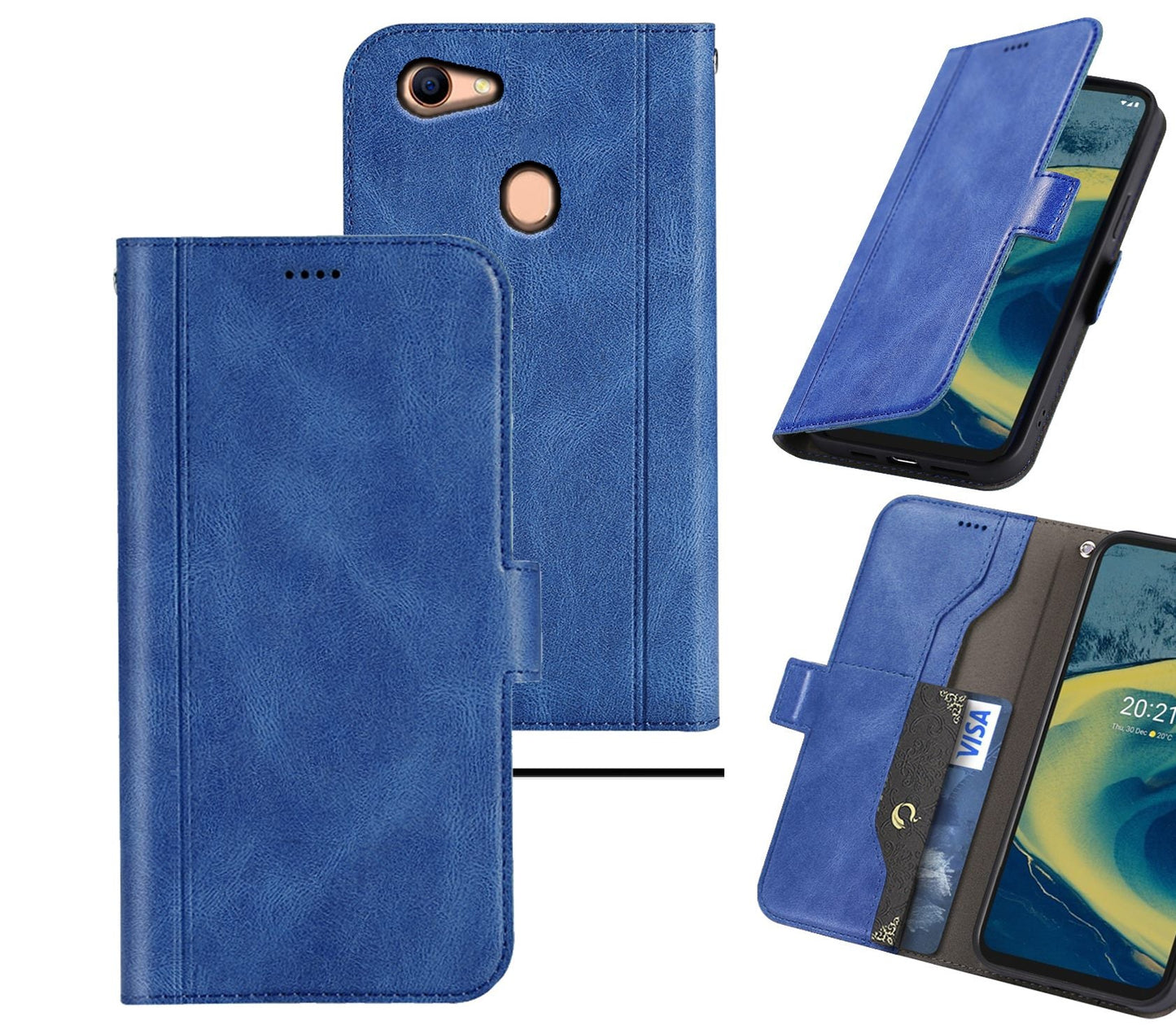 Oppo A73 Case Wallet Cover Blue