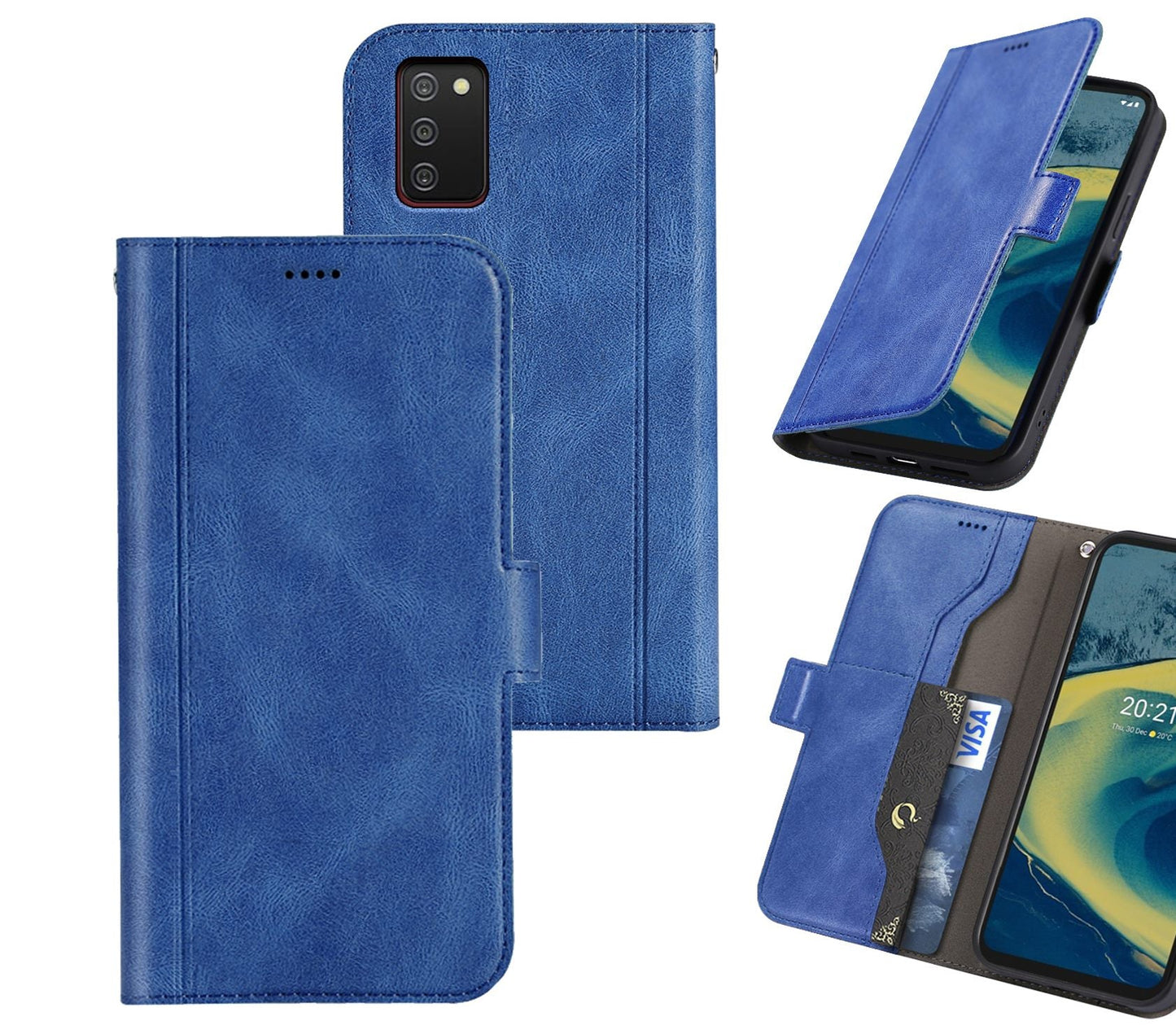 Samsung Galaxy A02S Case Wallet Cover Blue