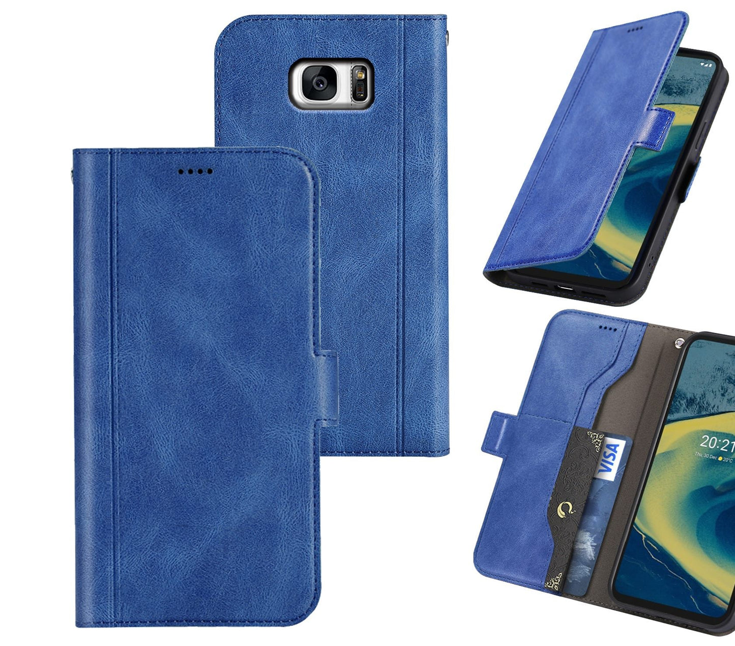 Samsung Galaxy S7 Case Wallet Cover Blue