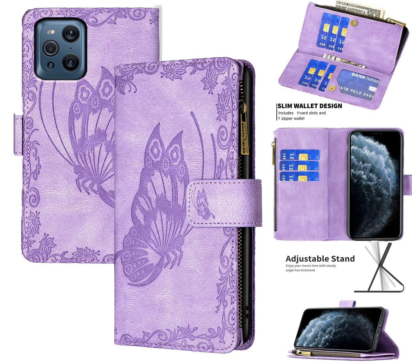 Oppo Find X3 Pro Case Wallet Cover Purple