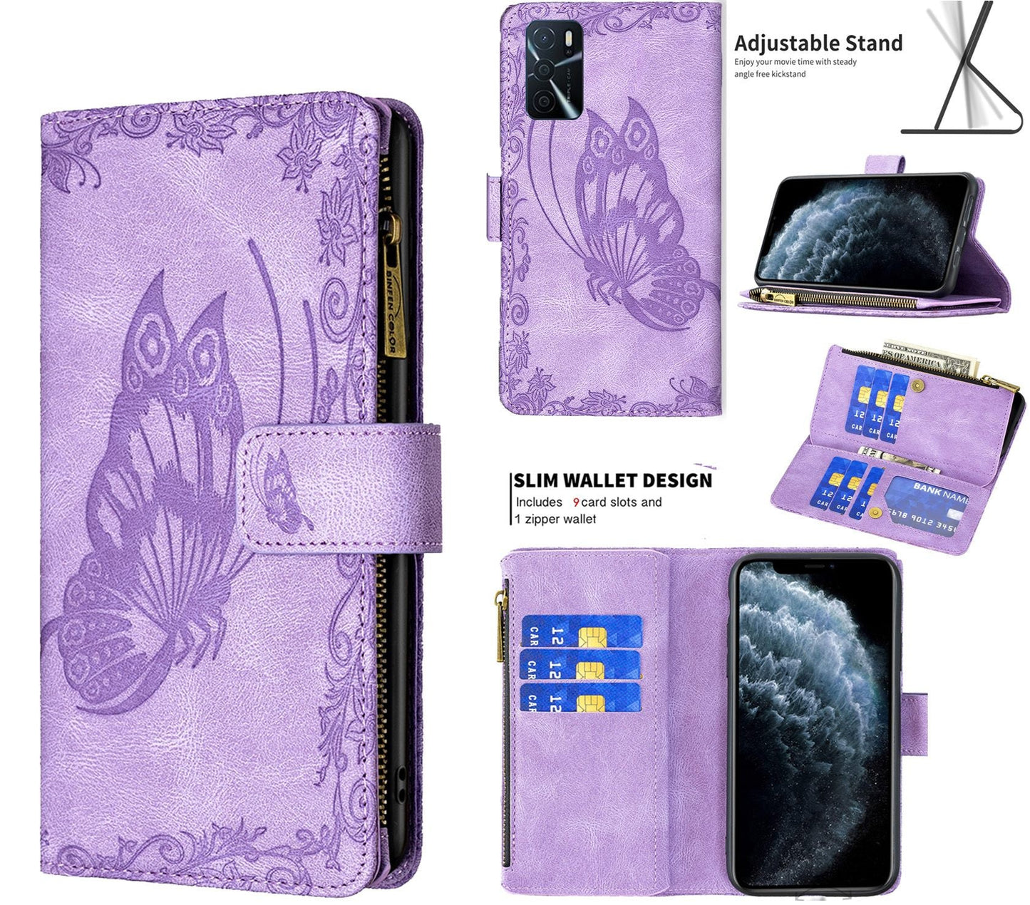 Oppo A16S Case Wallet Cover Purple