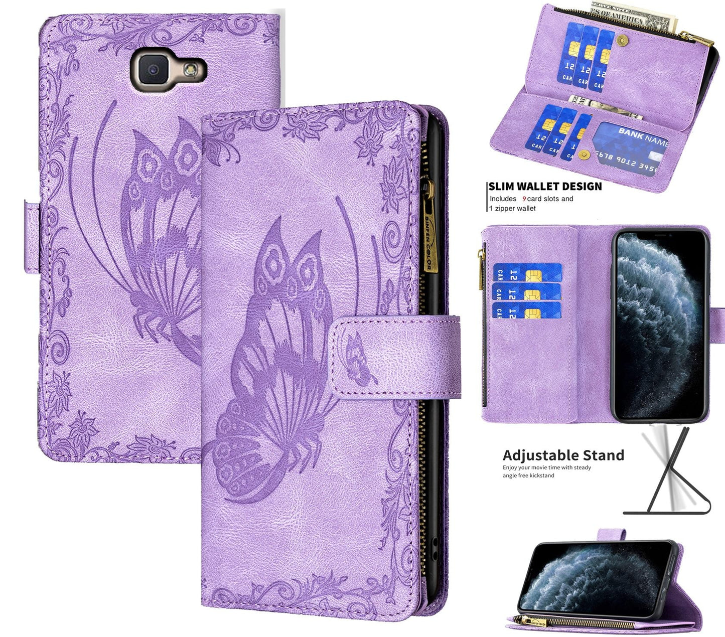 Samsung Galaxy J5 Prime Case Wallet Cover Purple