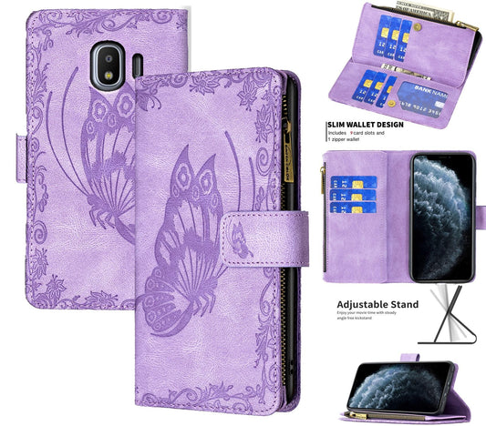 Samsung Galaxy J4 Case Wallet Cover Purple