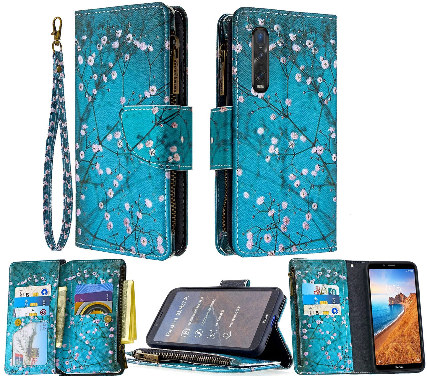 Oppo Find X2 Pro Case Wallet Cover Blossom Green