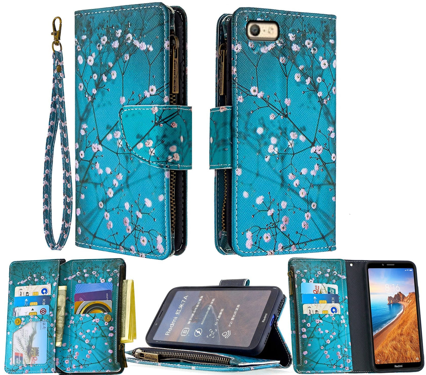 Oppo A57 Case Wallet Cover Blossom Green