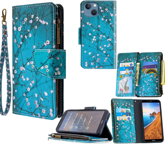 iPhone 13 Case Wallet Cover Blossom Green