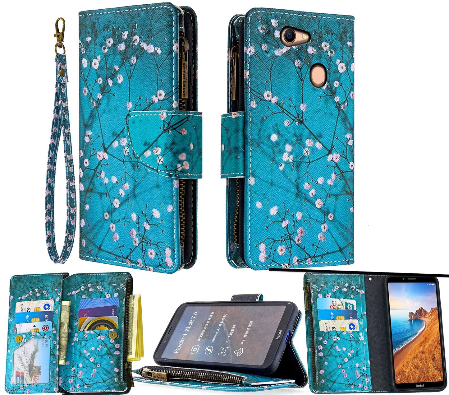 Oppo A73 Case Wallet Cover Blossom Green