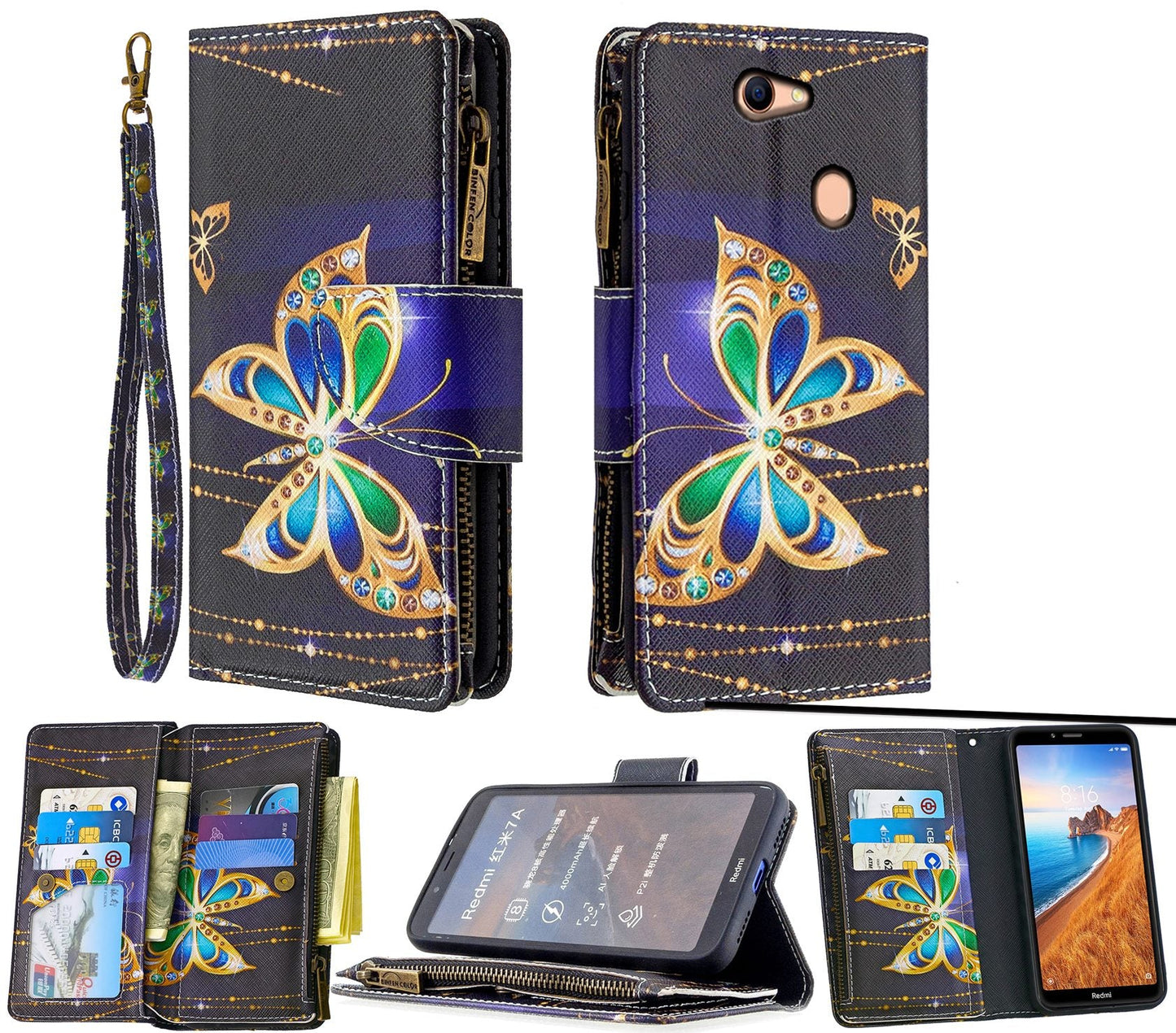 Oppo A73 Case Wallet Cover Black